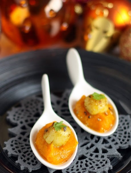 Cuillere poulet et puree de tomate Catering ile Maurice