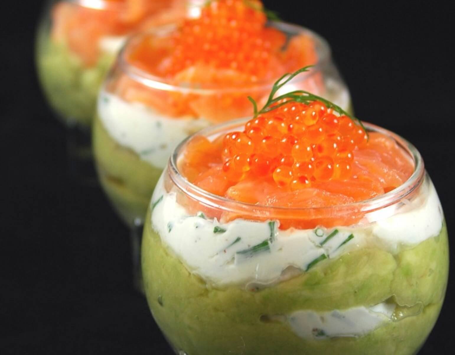 Verrine avocat saumon boursin Catering ile Maurice