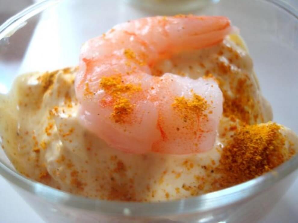 Verrine creme de curry ananas et crevette Catering ile Maurice