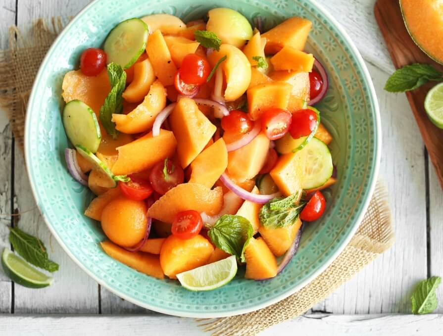 Salade de concombre et melon à la menthe traiteur Ile Maurice