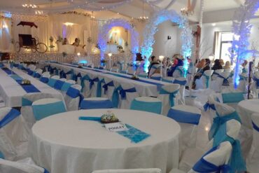 crimson banquet hall podium